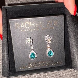 Rachel Zoe Teardrop Cubic Zirconia Drop Earrings 925 Sterling Silver